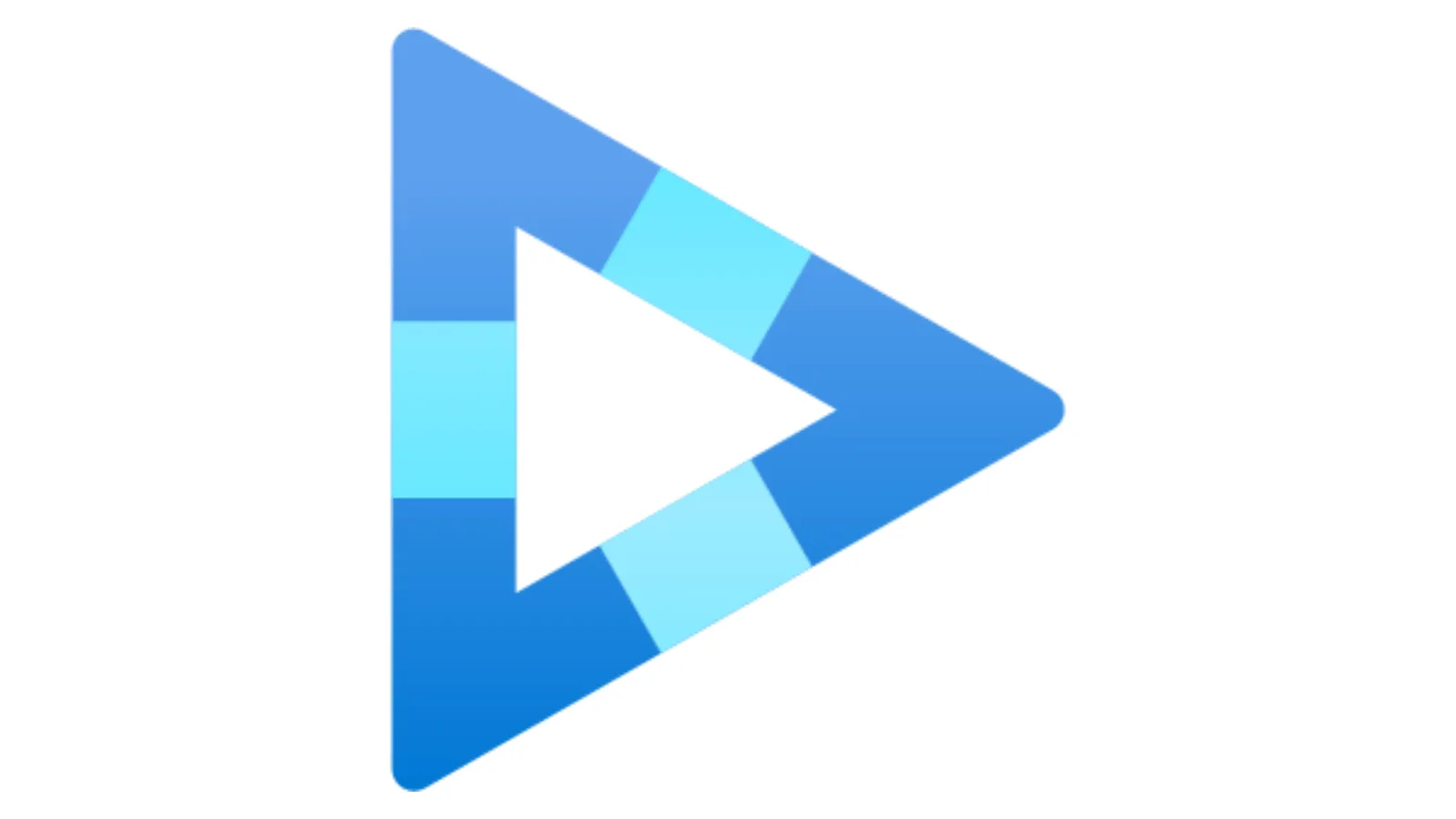 A blue play-button triangle logo.