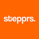 White text 'stepprs.' on an orange background.