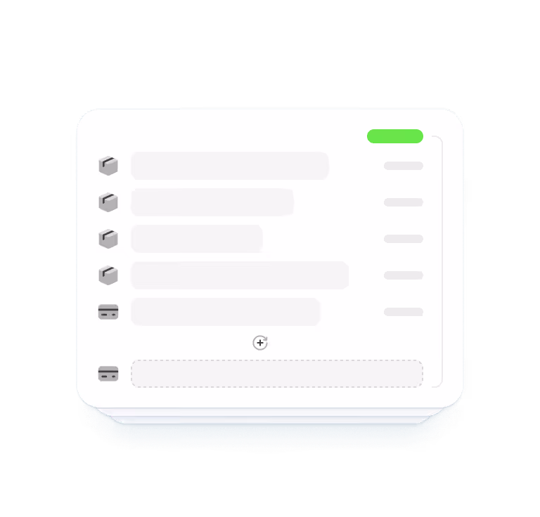 Interface showing a list with icons and a green active status indicator on the top right.